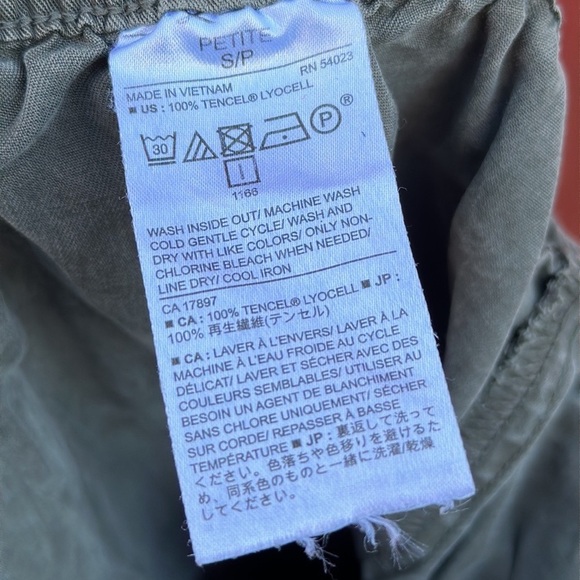 Green Cargo Jogger Pants Pocket Size S/P - Picture 10 of 11